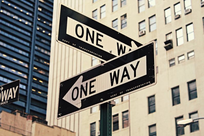 Career Paths - white and black One Way-printed road signages