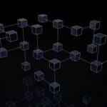 Blockchain Network - a black and white photo of cubes on a black background