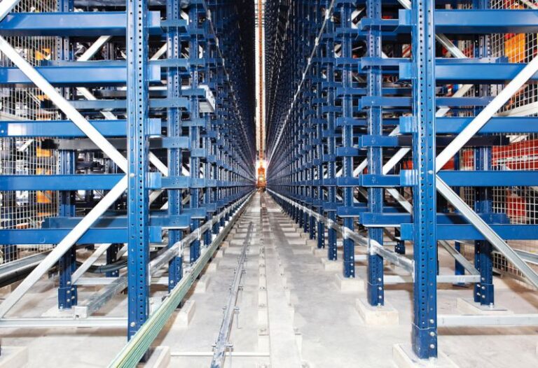 Warehouse Robot - a long blue bridge