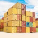 Urbanization Logistics - assorted-color filed intermodal containers